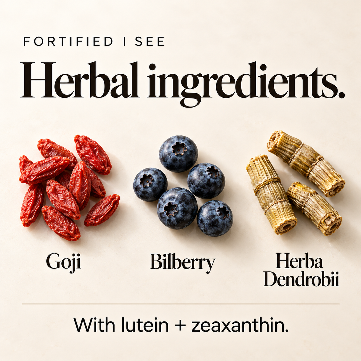Goji, bilberry and dendrobium in I See Fortified