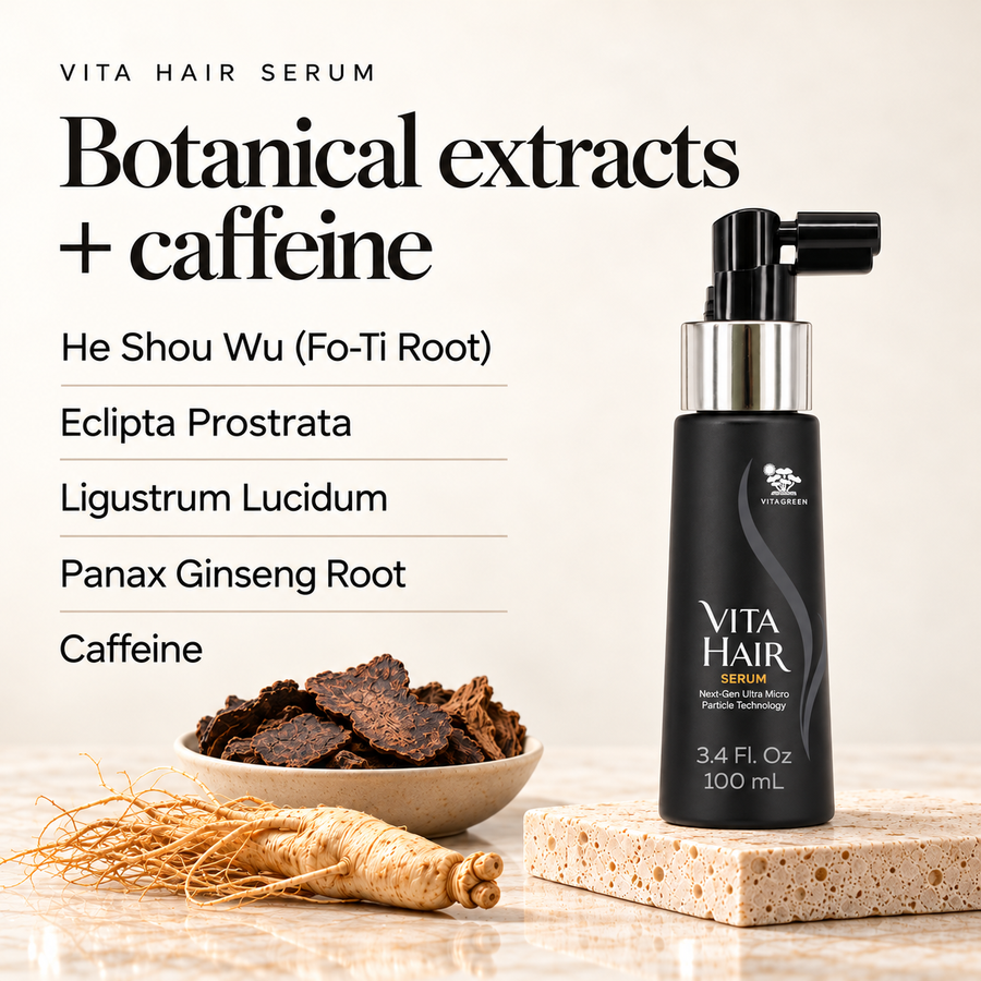 The five featured ingredients in Vita Hair Serum