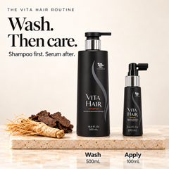 Vita Hair Shampoo and Serum routine